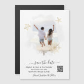 *~* AR6 BESPAAR DE DATE QR Beach Wedding WEBSITE Magnetische Uitnodiging (Voorkant / Achterkant)
