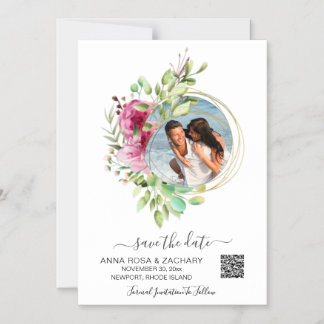 ~* AR6 BRUILOFT SAVE the DATE QR Bloemen - Website Magnetische Uitnodiging