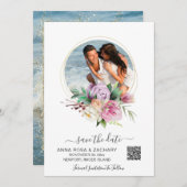*~* AR6 Floral - Trouwwebsite QR Bewaar de datum Save The Date (Voorkant / Achterkant)