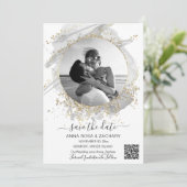 *~* AR6 Foto QR WEDDING SAVE the DATE Website Kaart (Staand voorkant)