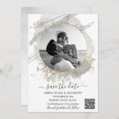 *~* AR6 Foto QR WEDDING SAVE the DATE Website Kaart (Voorkant / Achterkant)