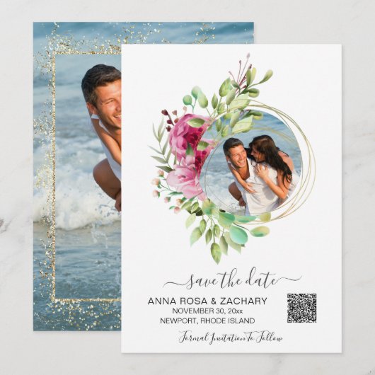 *~* AR6 QR Floral - Weddenschap  Save The Date (Voorkant / Achterkant)