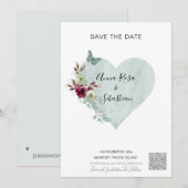 *~* AR6 QR WEDDING Butterfly Heart BEWAREN DATUM Kaart (Voorkant / Achterkant)