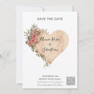 *~* AR6 QR WEDDING Rozen Hartelijk opslaan DATUM Kaart