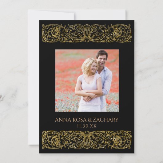 *~* AR6 Victoriaans QR FOTO RSVP bruiloft Kaart (Voorkant)