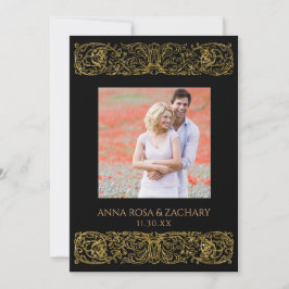 *~* AR6 Victoriaans QR FOTO RSVP  bruiloft Kaart