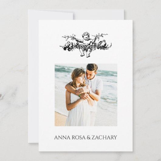 *~* AR6 Victoriaans QR FOTO RSVP Wedding Cherub Kaart (Voorkant)