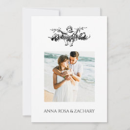 *~* AR6 Victoriaans QR FOTO RSVP Wedding Cherub Kaart