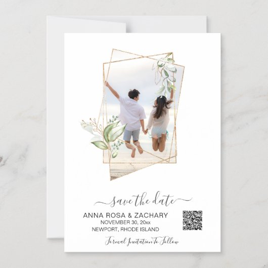 *~* AR6 WEDDING BESPAAR DE DATUM QR Gold - Website Magnetische Uitnodiging (Voorkant)