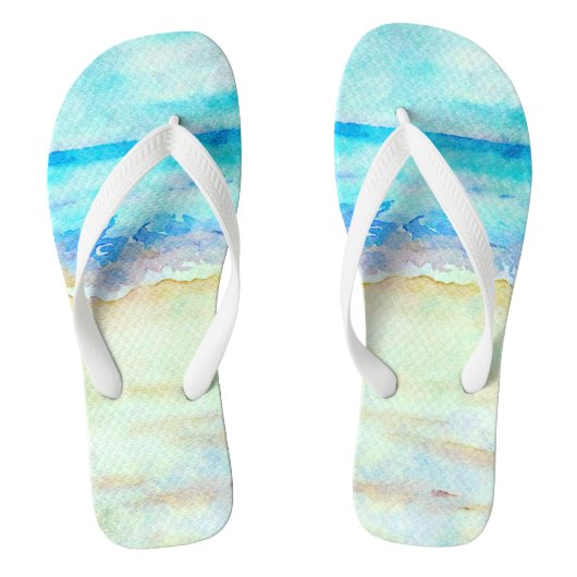 *~* AR7 Beach Zee Shore Waves Nautical Artsy Teenslippers (Voetbed)