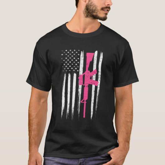 AR 15 Geweer K Amerikaanse vlag 2e ADT T-shirt (Voorkant)