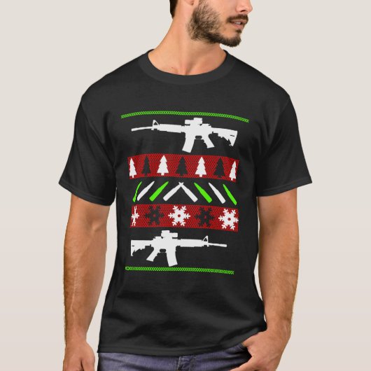 AR-15 Geweer Lelijke Kersttrui - Funny Pistool Lon T-shirt (Voorkant)
