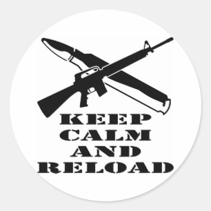 AR-15 m-16 houden Kalm en Herladen Ronde Sticker