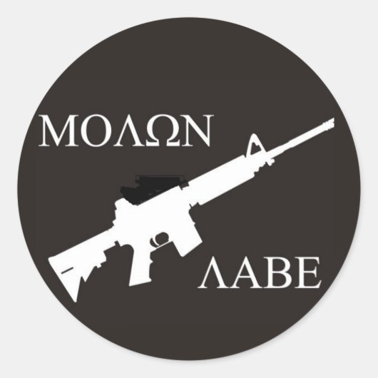 AR-15 Molon Labe Ronde Sticker (Voorkant)