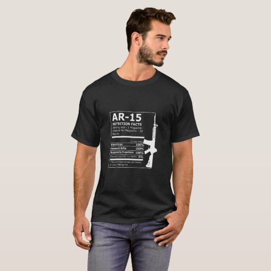 Ar 15 Nutrition Facts Pistool Rifle T-shirt (Voorkant volledig)