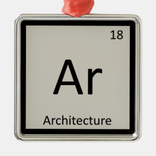 Ar - Architectuur Chemie Periodiek Systeem Symbool Metalen Ornament