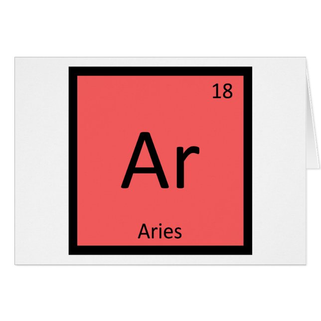Ar - Aries Zodiac Chemistry Periodic Table Symbol (Voorkant Horizontaal)