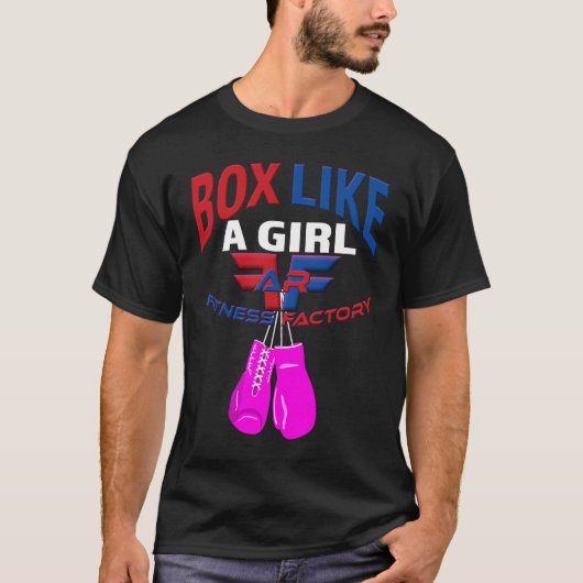 AR Fitness Factory Box als een meisje roze handsch T-shirt (Voorkant)