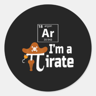 AR I'm A Pirate Funny Pi Pun Science 14 maart 3.14 Ronde Sticker