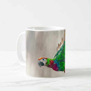 ara, bekend om zijn levendige groene, rode en blau koffiemok