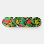 Ara en meerkleurige bloemen persoonlijk skateboard (Horizontaal)
