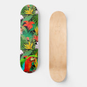 Ara en meerkleurige bloemen persoonlijk skateboard (Voorkant)