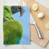 Ara Militaris Green Parrot Theedoek (Quarter Fold)