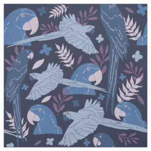 Ara papegaai Blauw Blush Roze Tropisch Patroon Stof