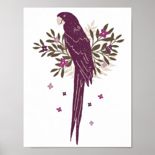Ara papegaai tropische bladeren tekening poster