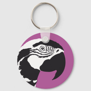 ARA PAPEGAAI ZWART WIT SLEUTELHANGER