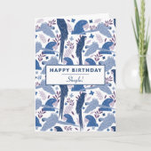 Ara Parrot Blauw Tropisch Verjaardagspatroon Kaart (Voorkant)