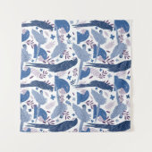 Ara Parrot Blue Tekening Tropisch Verlof Patroon Wandkleed (Voorkant (horizontaal))