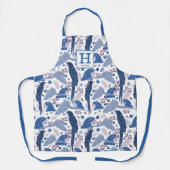 Ara Parrot Blue Tropical Leaf Monogram apr. Schort (Voorkant)