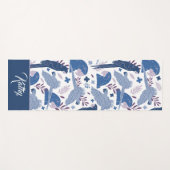 Ara Parrot Blue Tropical Pattern Monogram Yogamat (Voorkant (horizontaal))