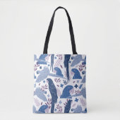 Ara Parrot Blue Tropical verlofpatroon Tote Bag (Voorkant)