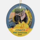 Ara Parrot Pet 1e kerstfoto Foto Keramisch Ornament (Links)