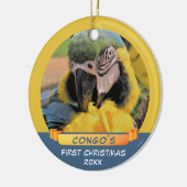 Ara Parrot Pet 1st Christmas Ribbon Foto Keramisch Keramisch Ornament (Links)