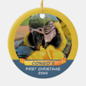 Ara Parrot Pet 1st Christmas Ribbon Foto Keramisch Keramisch Ornament (Achterkant)