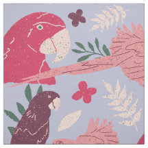 Ara Parrot Pink Burgundy Tropical Leaf Pattern