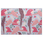 Ara Parrot Pink Burgundy Tropical Leaf Pattern Stof (Fat Quarter)