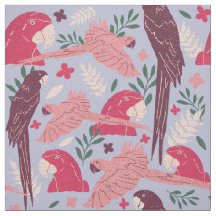 Ara Parrot Pink Burgundy Tropical Leaf Pattern