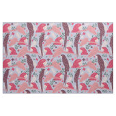 Ara Parrot Pink Burgundy Tropical Leaf Pattern Stof (Fat Quarter)