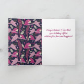 Ara Parrot Pink Tropical Leave Patroon Verjaardag Kaart (Binnen)