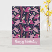 Ara Parrot Pink Tropical Leave Patroon Verjaardag Kaart (Gele Bloem)