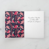 Ara Parrot Pink Tropical Leave Patroon Verjaardag Kaart (Binnen)