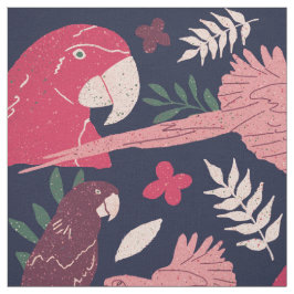 Ara Parrot Red Blue Tropical Patroon Stof