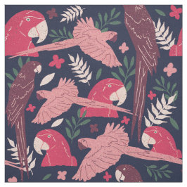 Ara Parrot Red Blue Tropical Patroon Stof