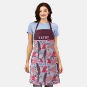 Ara Parrot Red Burgundy Tropical Leaf Pattern Name Schort (Gedragen)