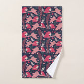 Ara Parrot Red Roze Tekening Tropisch Verlof Patro Bad Handdoek (Handdoek)