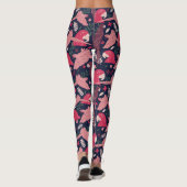 Ara Parrot Red Roze Tekening Tropisch Verlof Patro Leggings (Achterkant)